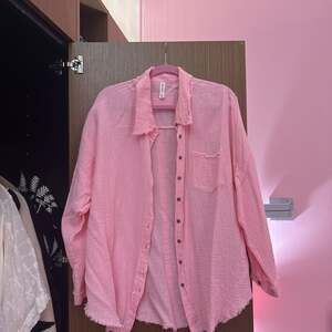 ZENANA 1271 Double Gauze 100% Cotton Oversized Raw Edge Woven Shirt